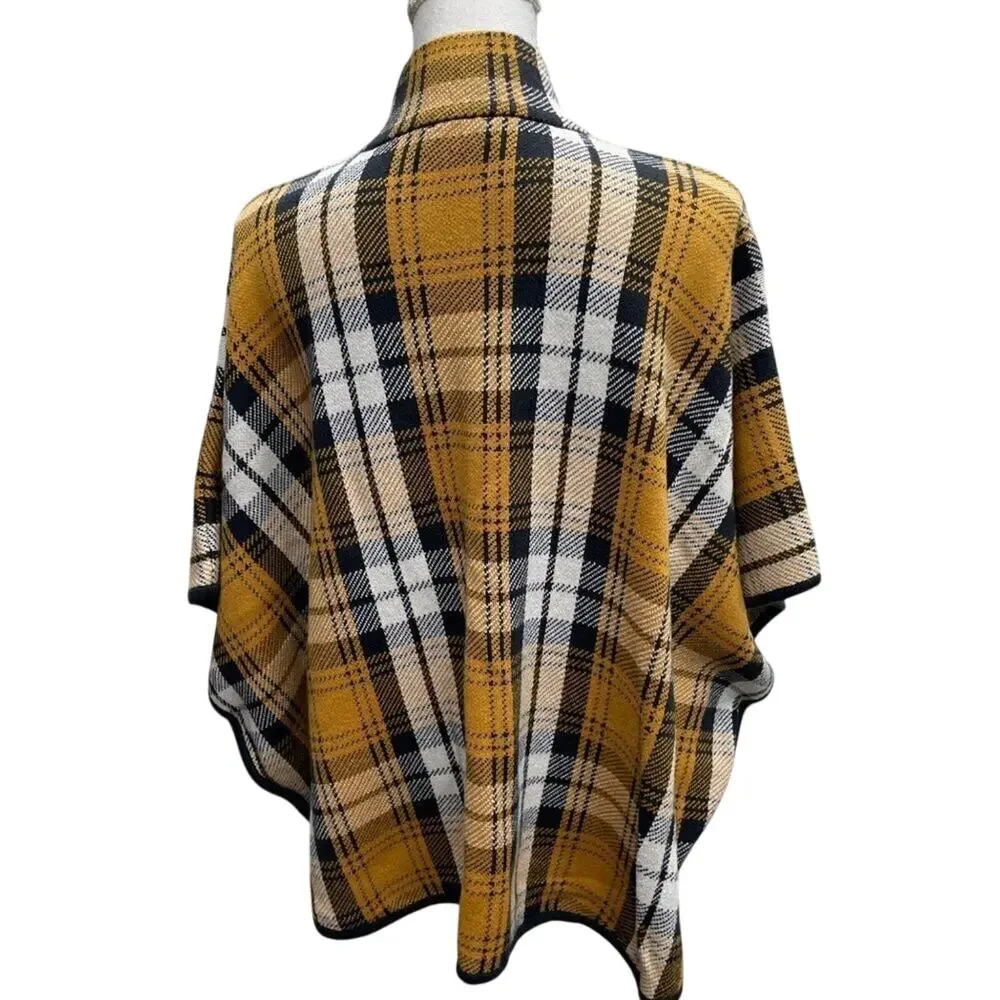 Jones New York Plaid Full Zip Poncho Cardigan Size 2XL